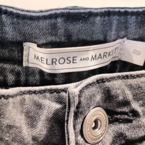 Melrose and Market Light Black Denim Cropped With Unique Raw Embroidered Hem